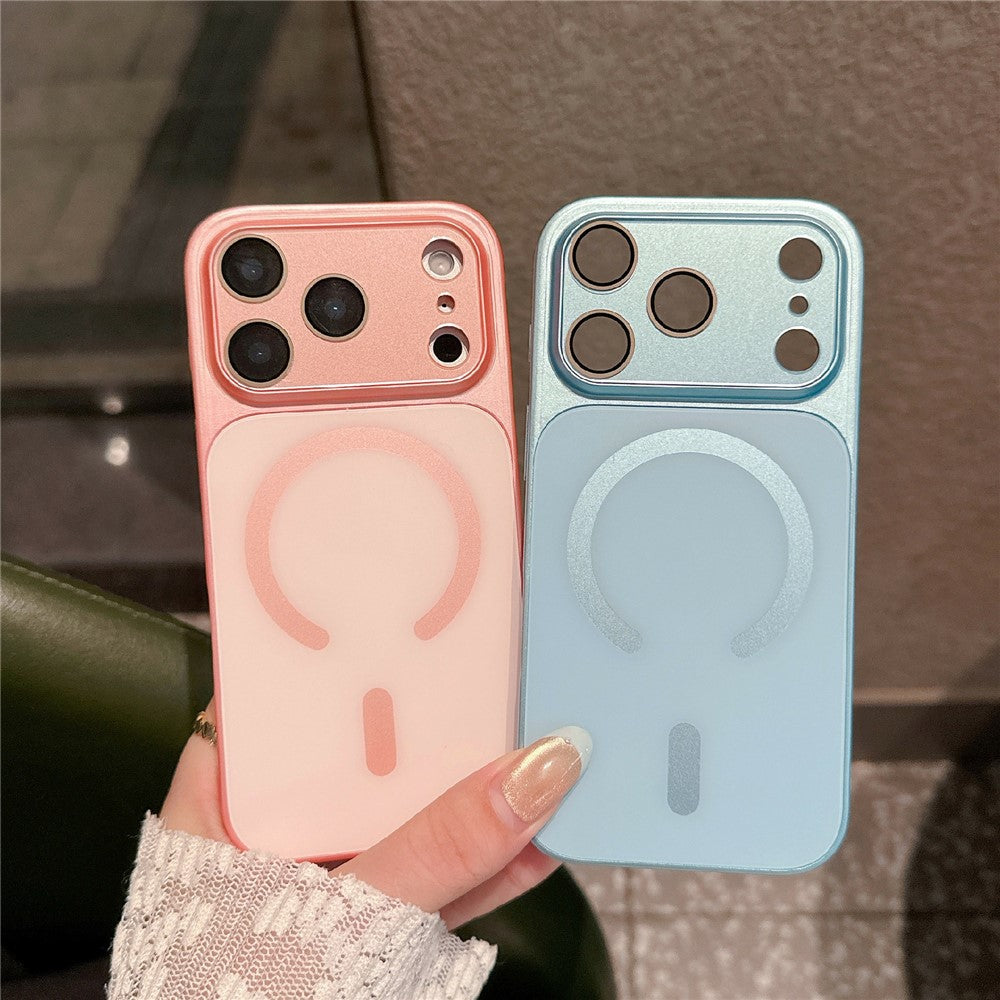 For iPhone 17 Pro Magnetic Case Frosted Color Matching Leather + PC + TPU Shockproof Phone Cover