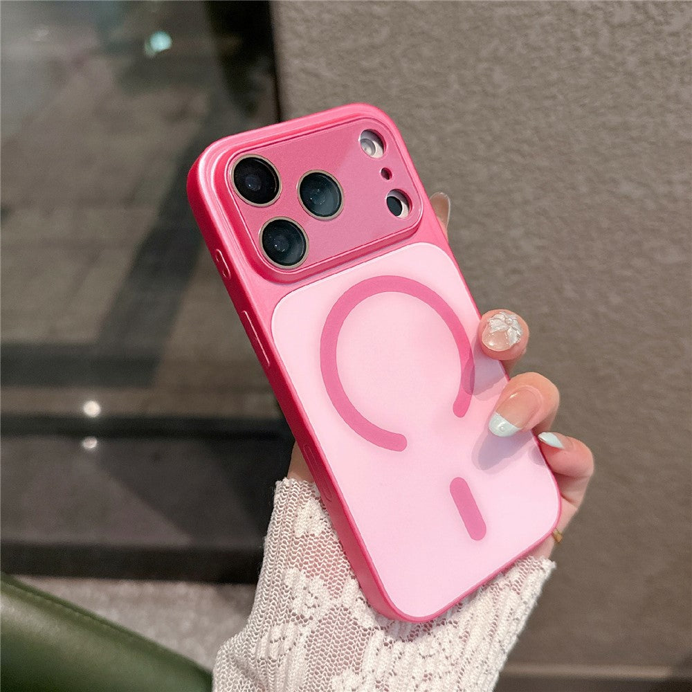 For iPhone 17 Pro Magnetic Case Frosted Color Matching Leather + PC + TPU Shockproof Phone Cover