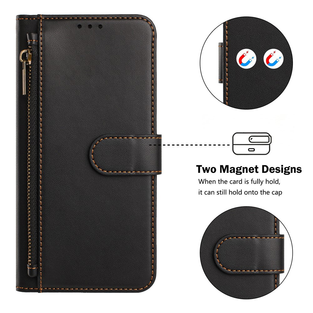 For iPhone 18 Pro Max / 17 Pro Max Case 4 Card Slots Wallet Stand PU Leather Phone Cover with Wrist Strap