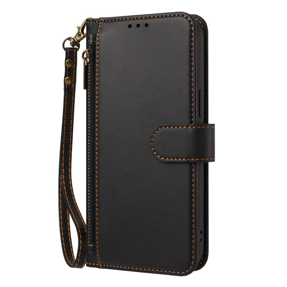 For iPhone 18 Pro Max / 17 Pro Max Case 4 Card Slots Wallet Stand PU Leather Phone Cover with Wrist Strap