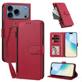 For iPhone 18 Pro Max / 17 Pro Max Case 4 Card Slots Wallet Stand PU Leather Phone Cover with Wrist Strap