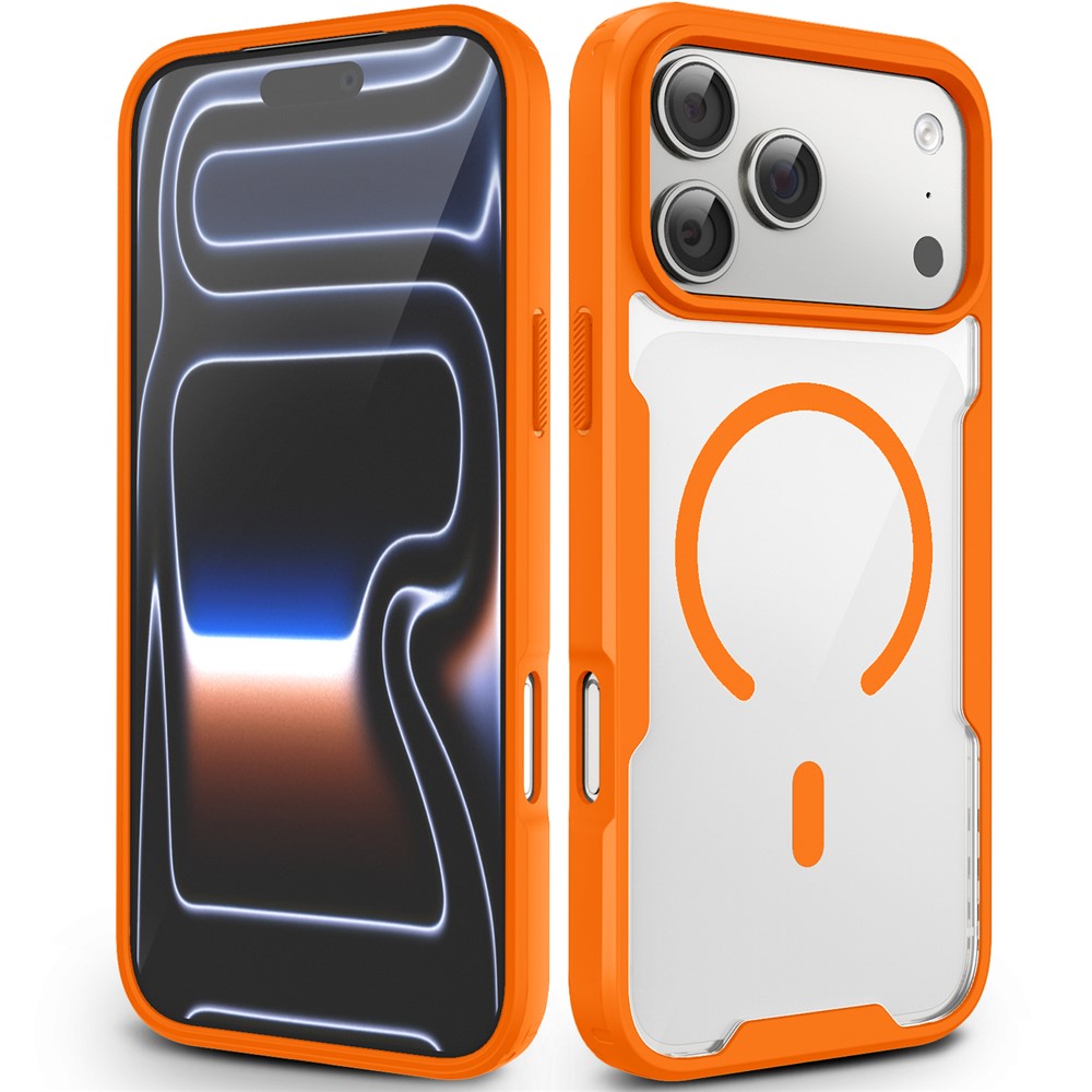 For iPhone 17 Pro Max  /  18 Pro Max Magnetic Case TPU Frame Clear PC Back Anti-drop Phone Cover