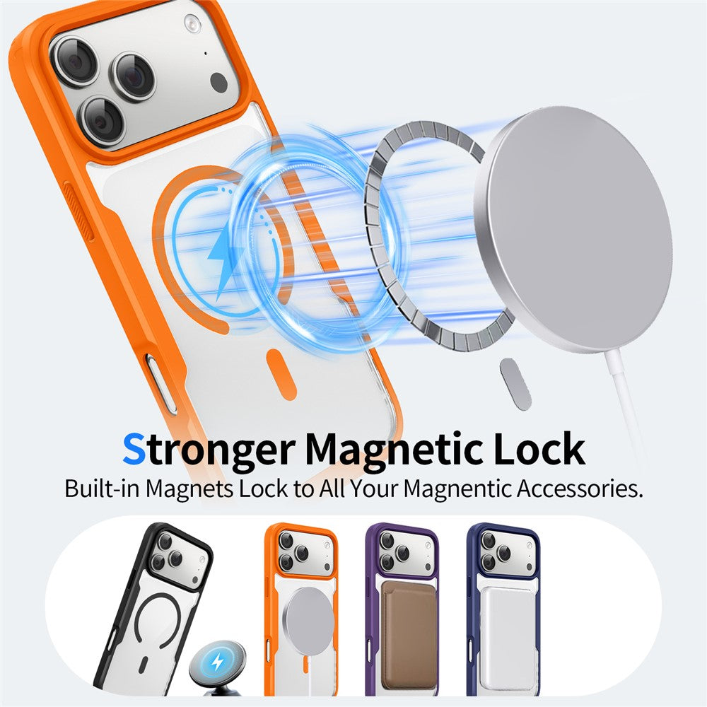 For iPhone 17 Pro Max  /  18 Pro Max Magnetic Case TPU Frame Clear PC Back Anti-drop Phone Cover