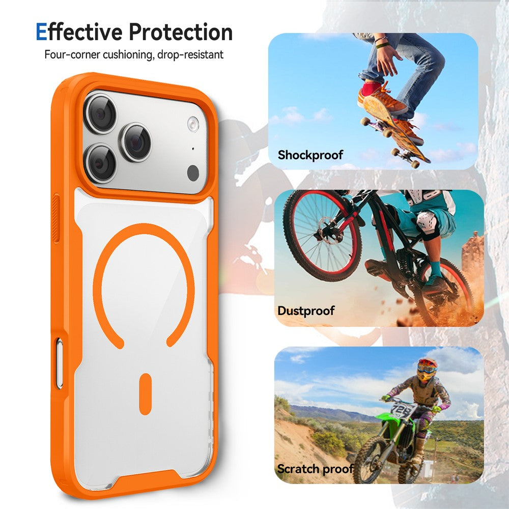 For iPhone 17 Pro  /  18 Pro Magnetic Case TPU Frame Clear PC Back Anti-drop Phone Cover
