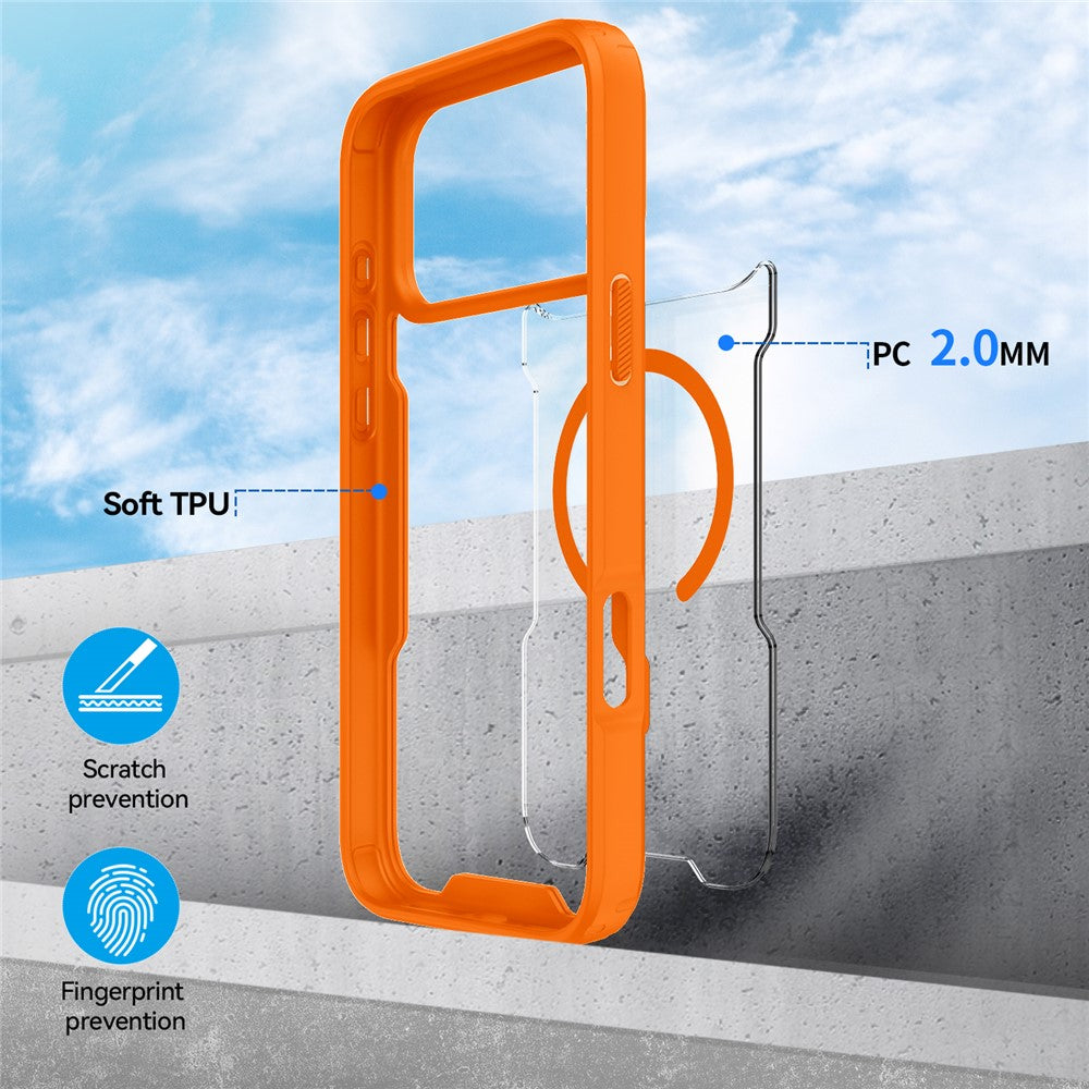 For iPhone 17 Pro  /  18 Pro Magnetic Case TPU Frame Clear PC Back Anti-drop Phone Cover