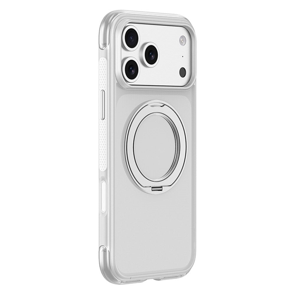 For iPhone 18 Pro / 17 Pro Case with Magnetic Kickstand Air Cushion Matte Translucent PC + TPU Phone Cover