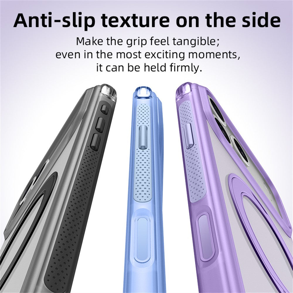 For iPhone 18 Pro / 17 Pro Case with Magnetic Kickstand Air Cushion Matte Translucent PC + TPU Phone Cover