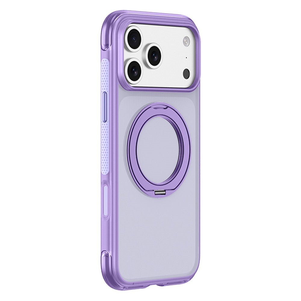 For iPhone 18 Pro / 17 Pro Case with Magnetic Kickstand Air Cushion Matte Translucent PC + TPU Phone Cover