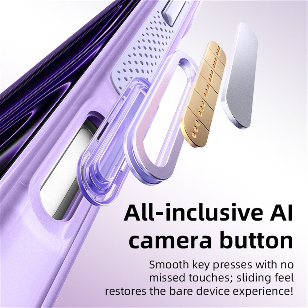 For iPhone 18 Pro Max / 17 Pro Max Case with Magnetic Kickstand Air Cushion Matte Translucent PC + TPU Phone Cover
