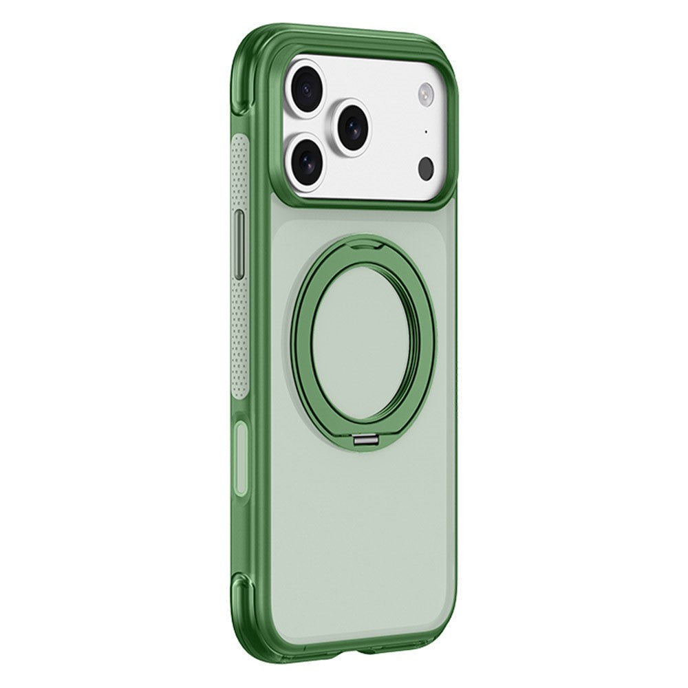 For iPhone 18 Pro Max / 17 Pro Max Case with Magnetic Kickstand Air Cushion Matte Translucent PC + TPU Phone Cover