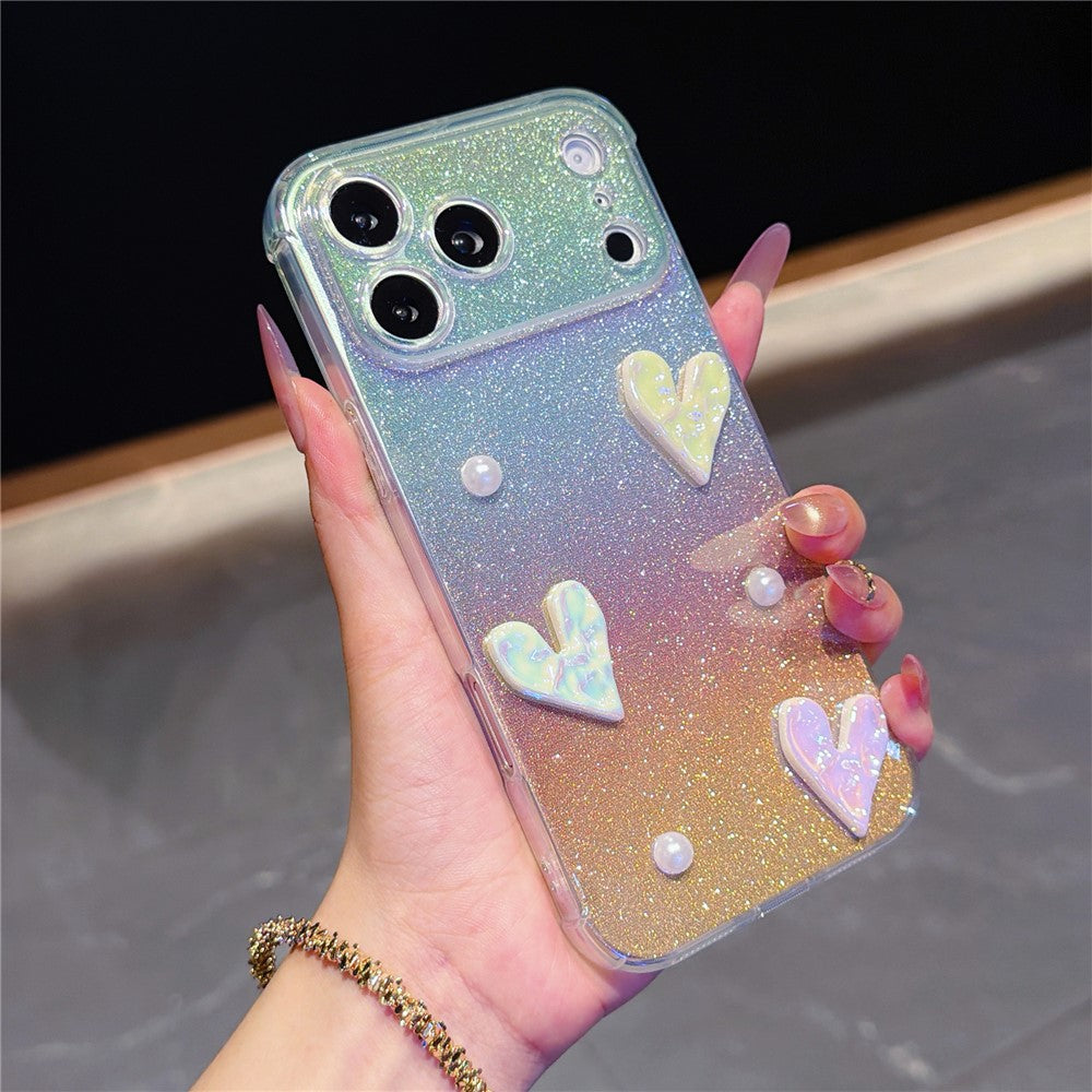 iPhone 17 Pro Max Heart Decor Glitter Case