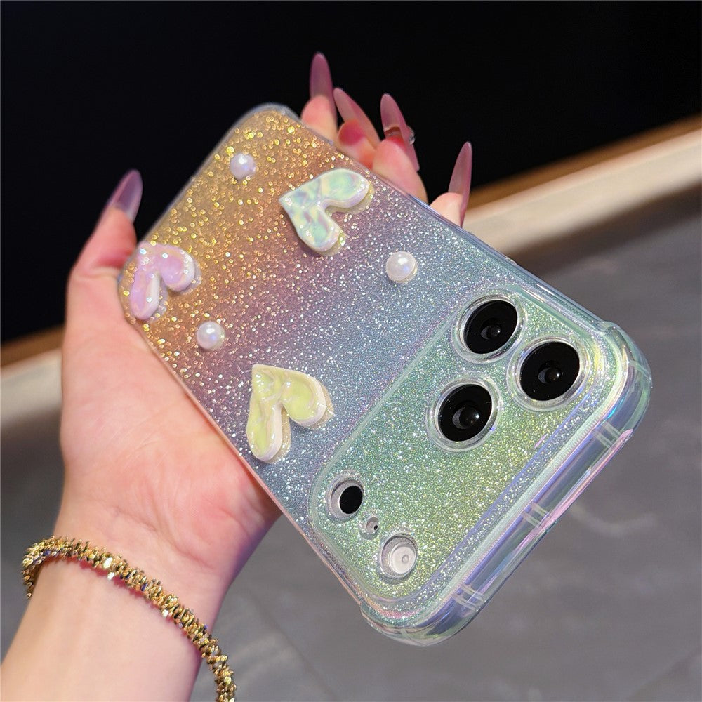 iPhone 17 Pro Max Heart Decor Glitter Case