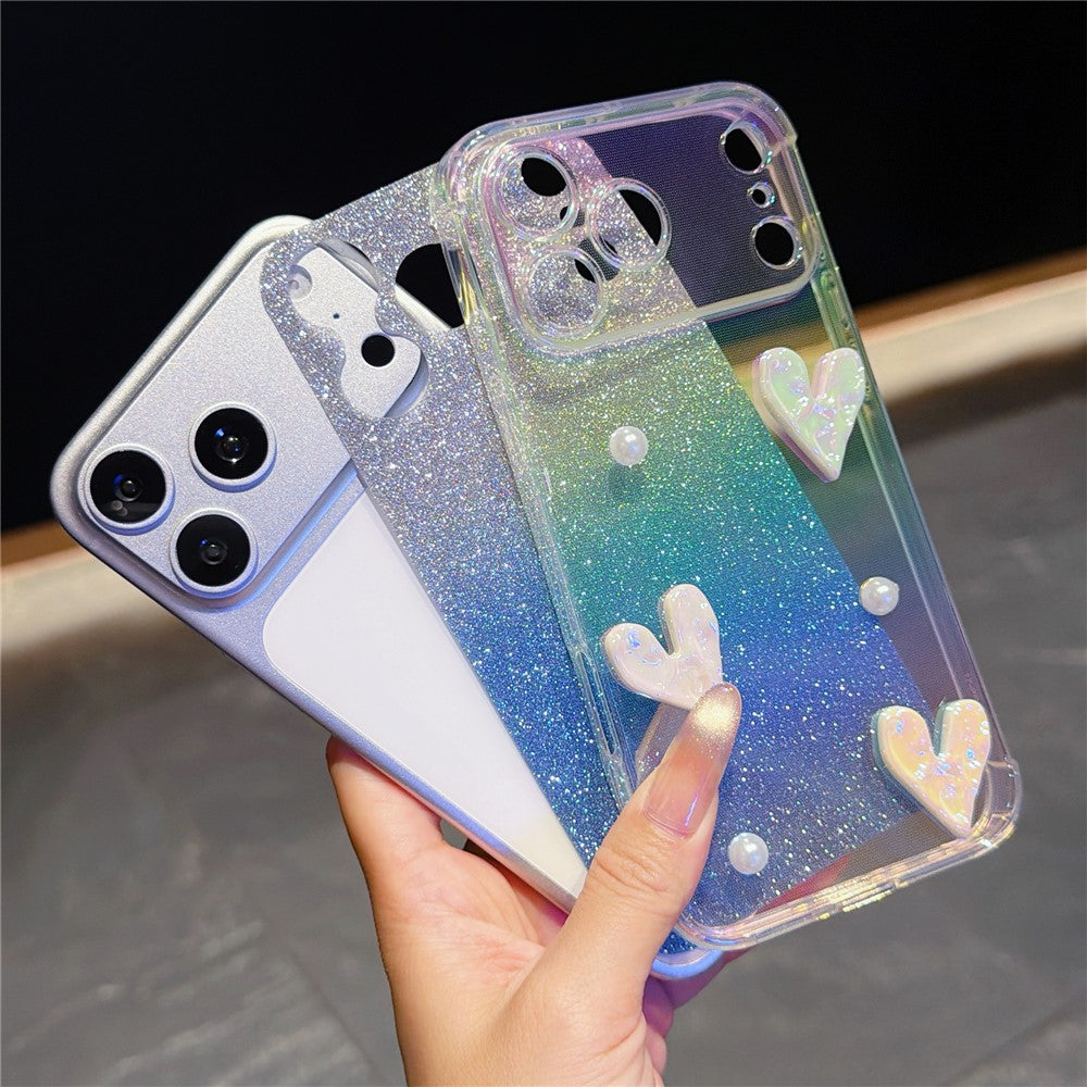 iPhone 17 Pro Max Heart Decor Glitter Case