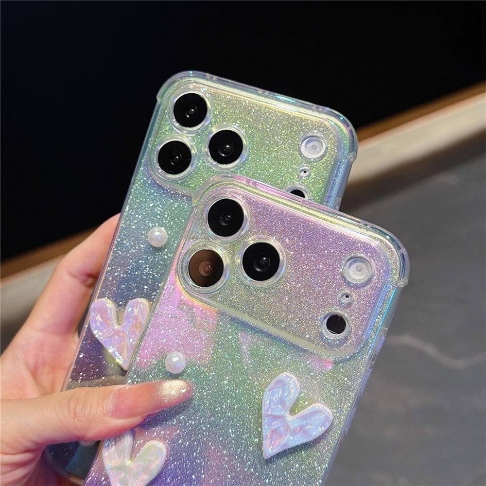 iPhone 17 Pro Max Heart Decor Glitter Case