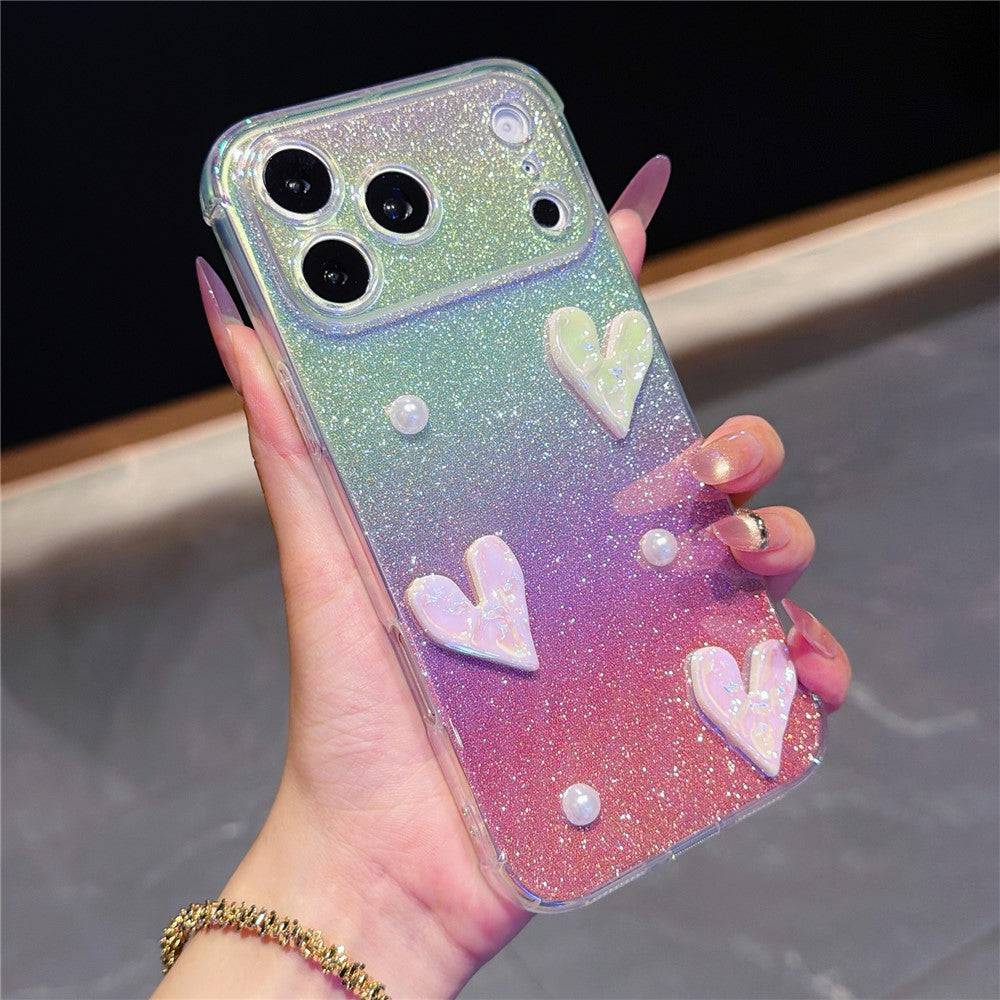 iPhone 17 Pro Max Heart Decor Glitter Case