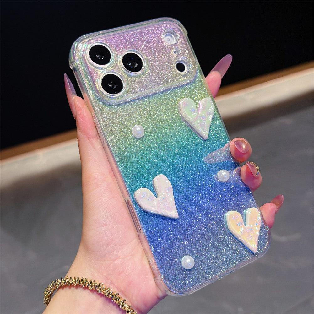 iPhone 17 Pro Max Heart Decor Glitter Case