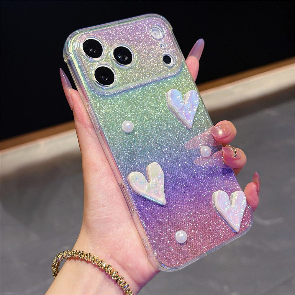 iPhone 17 Pro Max Heart Decor Glitter Case