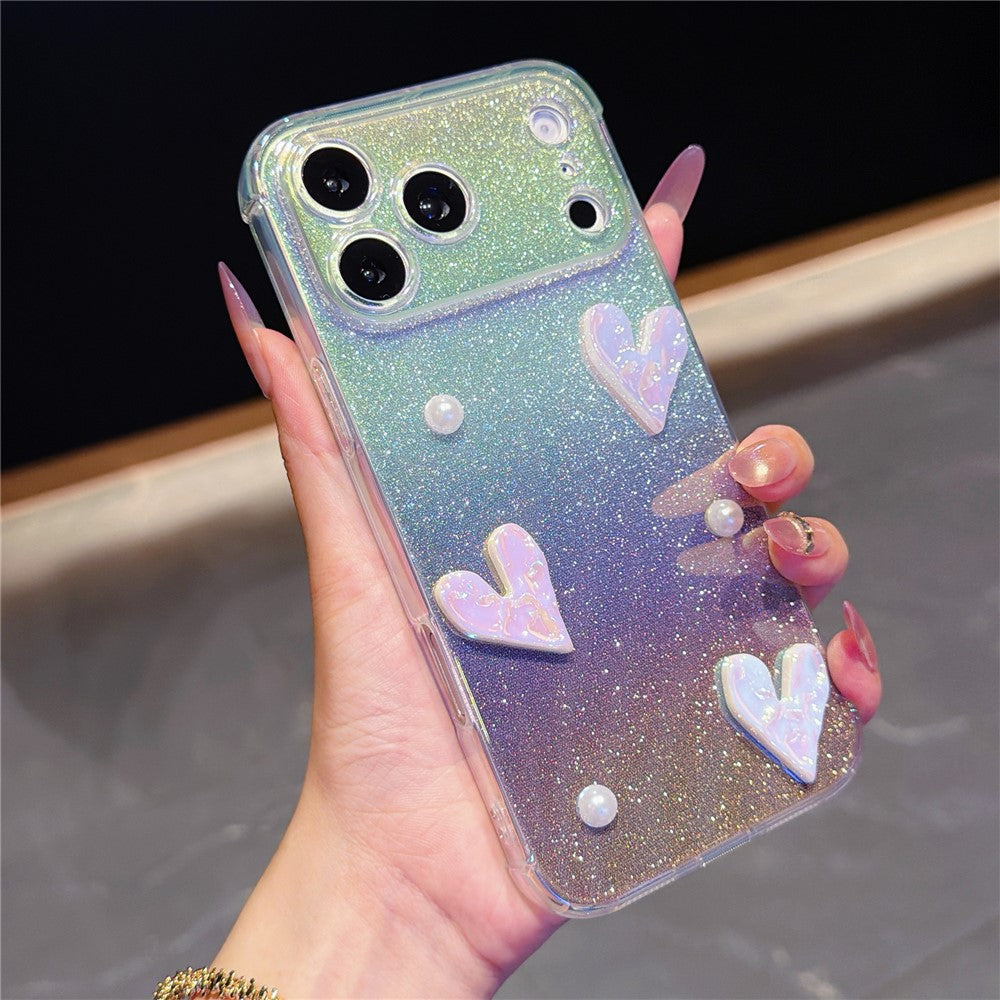 iPhone 17 Pro Max Heart Decor Glitter Case