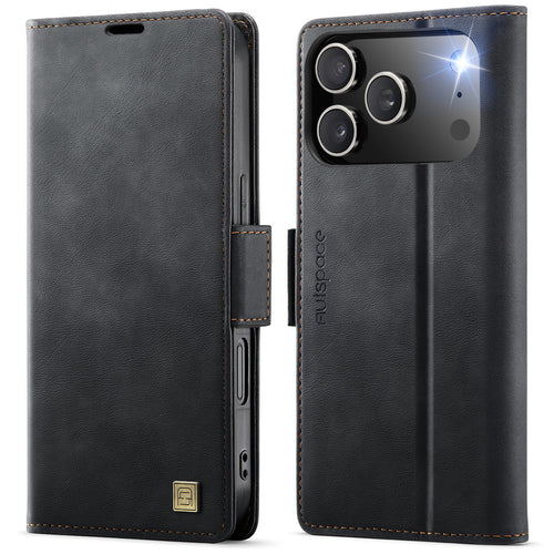 AUTSPACE A11 iPhone 17 Pro RFID Blocking Leather Wallet Case