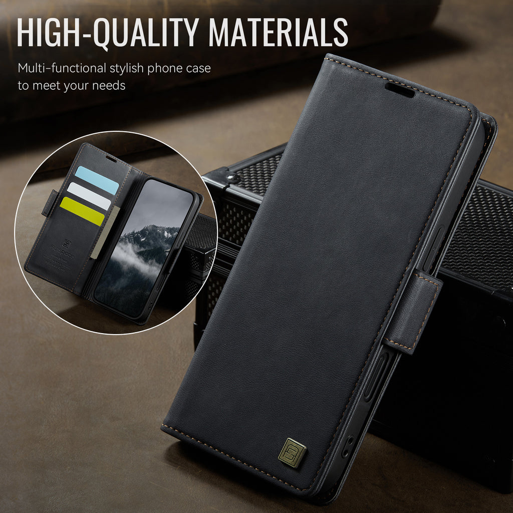 AUTSPACE for iPhone 17 Pro A11 Case RFID Blocking Retro Leather Cell Phone Wallet Cover