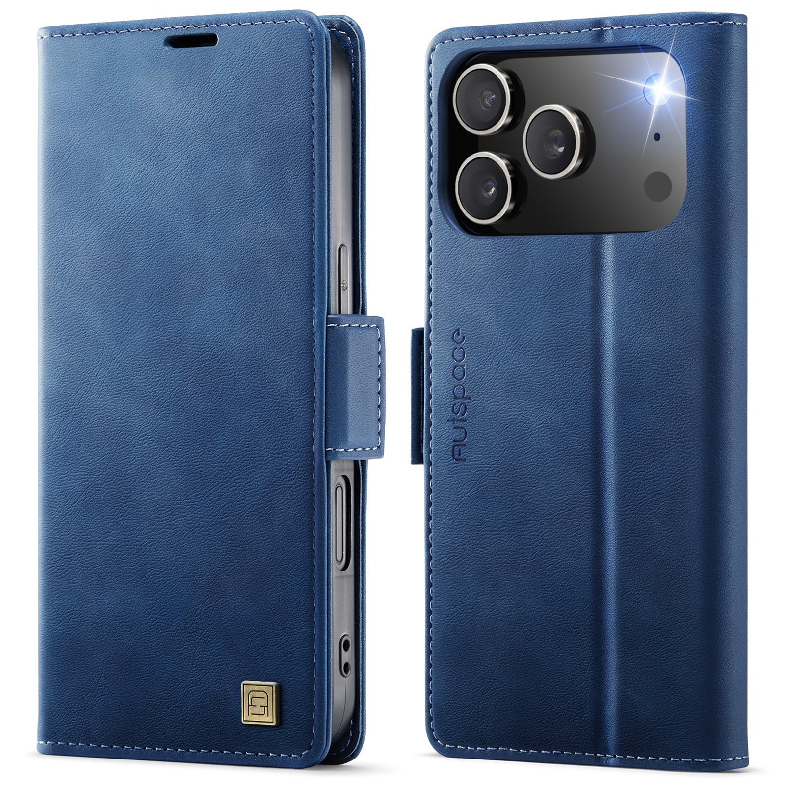 AUTSPACE A11 iPhone 17 Pro RFID Blocking Leather Wallet Case