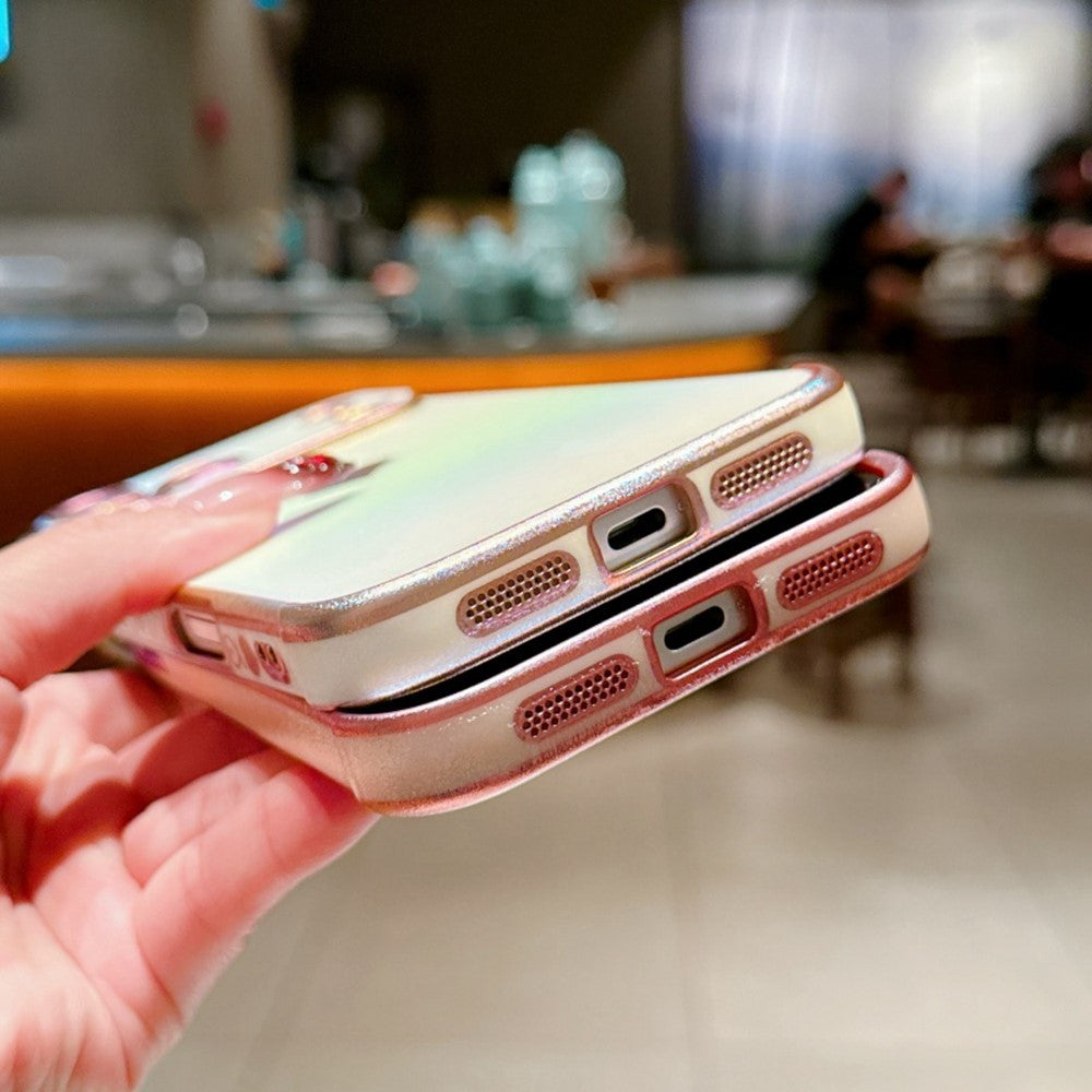 For iPhone 17 Pro Max Case Dazzling Design Electroplating Heart Pattern TPU Phone Cover