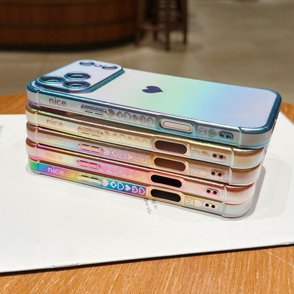 For iPhone 17 Pro Max Case Dazzling Design Electroplating Heart Pattern TPU Phone Cover