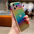 For iPhone 17 Pro Max Case Dazzling Design Electroplating Heart Pattern TPU Phone Cover