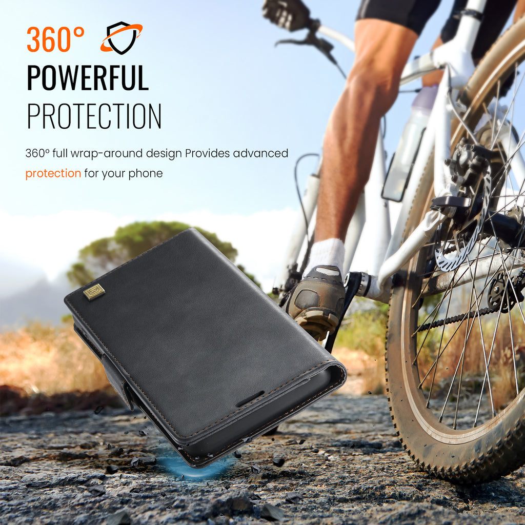 AUTSPACE for iPhone 17 Pro Max A11 Case RFID Blocking Retro Leather Cell Phone Wallet Cover