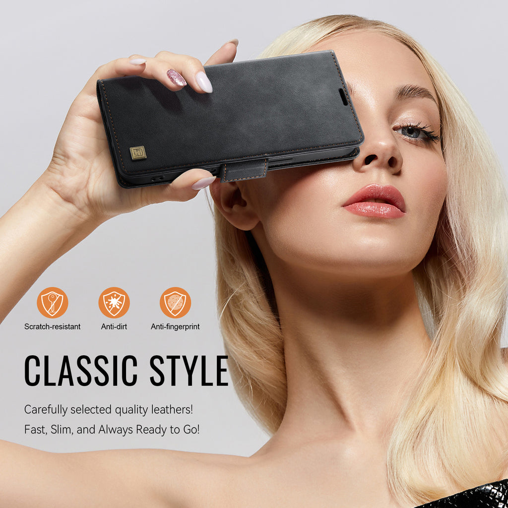 AUTSPACE for iPhone 17 Pro Max A11 Case RFID Blocking Retro Leather Cell Phone Wallet Cover