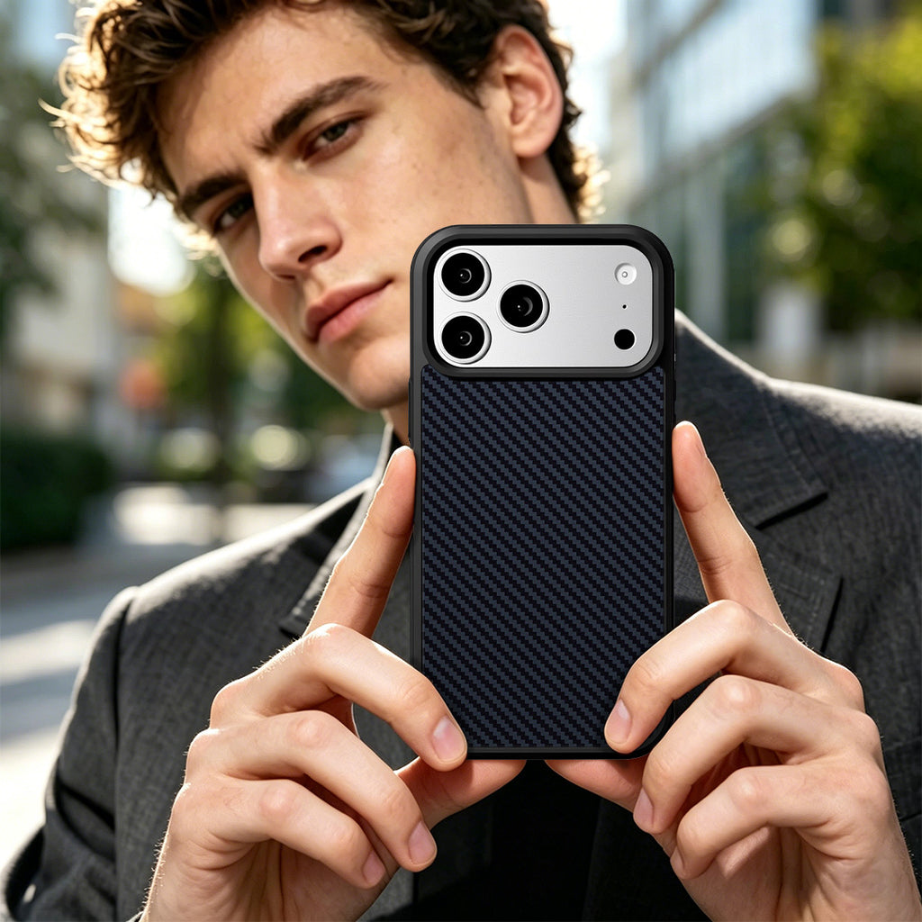 EYCASE for iPhone 17 Pro Magnetic Case  Kevlar Series UV Printed Black Edge TPU Acrylic Phone Cover