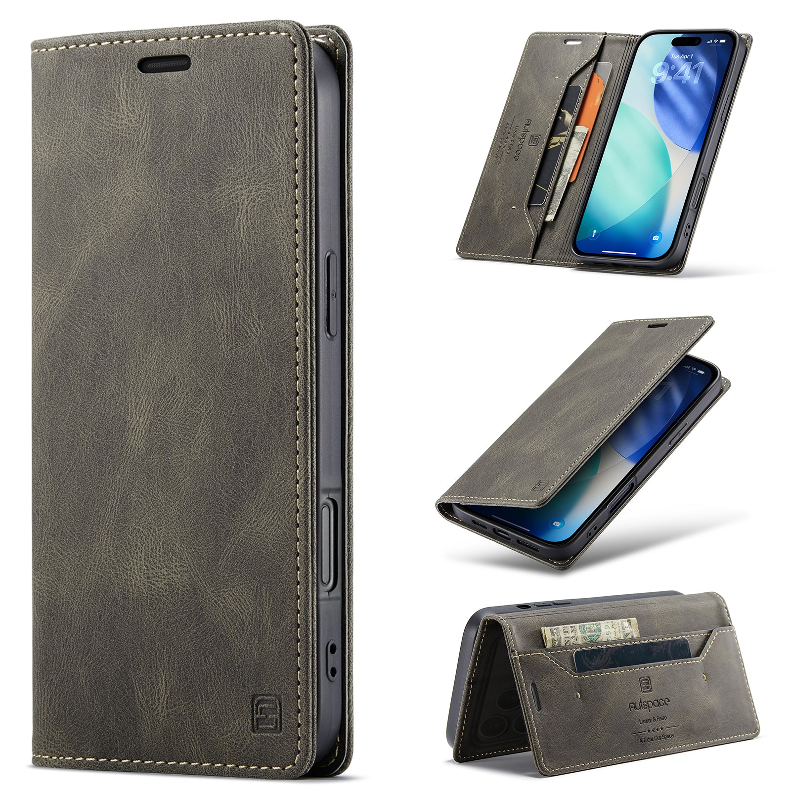 AUTSPACE A01 iPhone 17 Pro RFID-Blocking Wallet Case