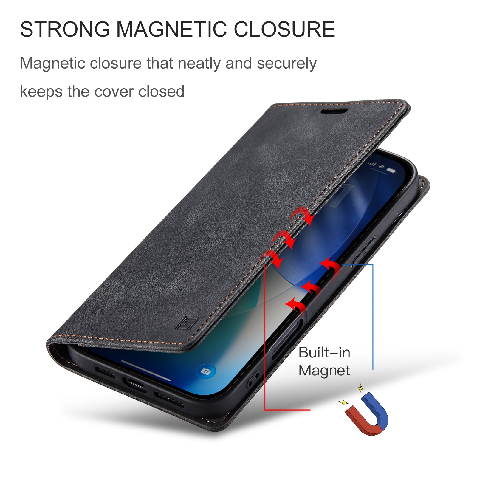 AUTSPACE for iPhone 17 Pro Max Wallet Case  A01 Leather Stand Cover with RFID Blocking Card Holder