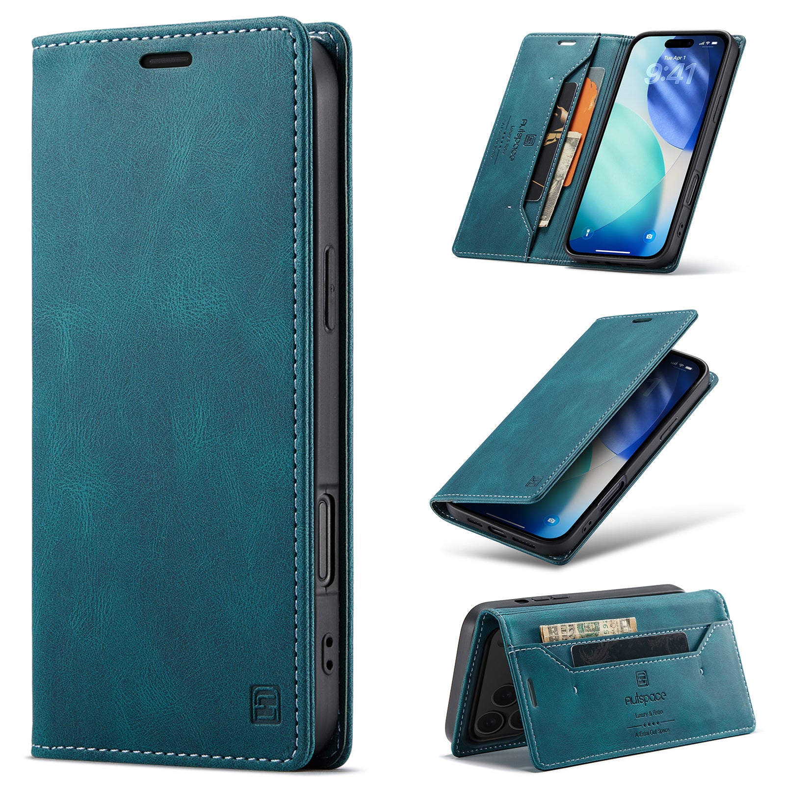 AUTSPACE A01 iPhone 17 Pro Max RFID-Blocking Wallet Case