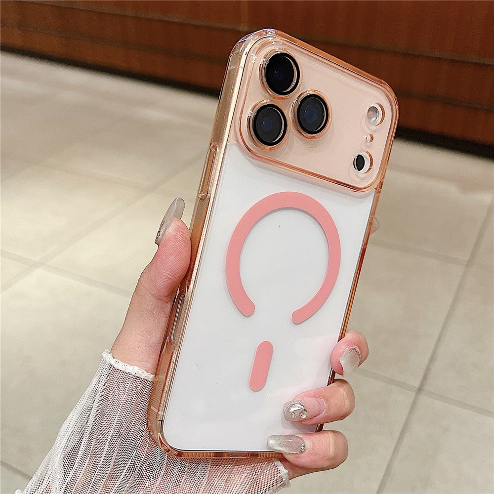 For iPhone 17 Pro Max Magnetic Case Acryic + TPU Phone Cover with PET Lens Protector