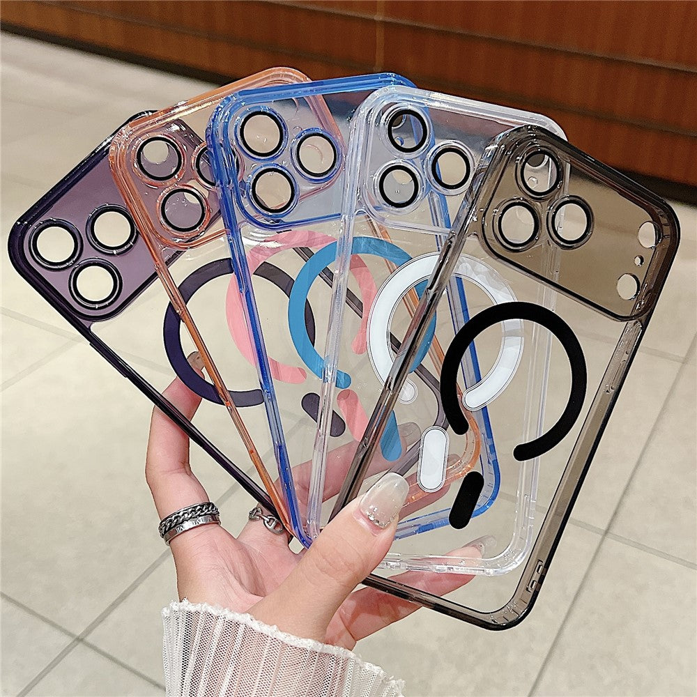 For iPhone 17 Pro Max Magnetic Case Acryic + TPU Phone Cover with PET Lens Protector