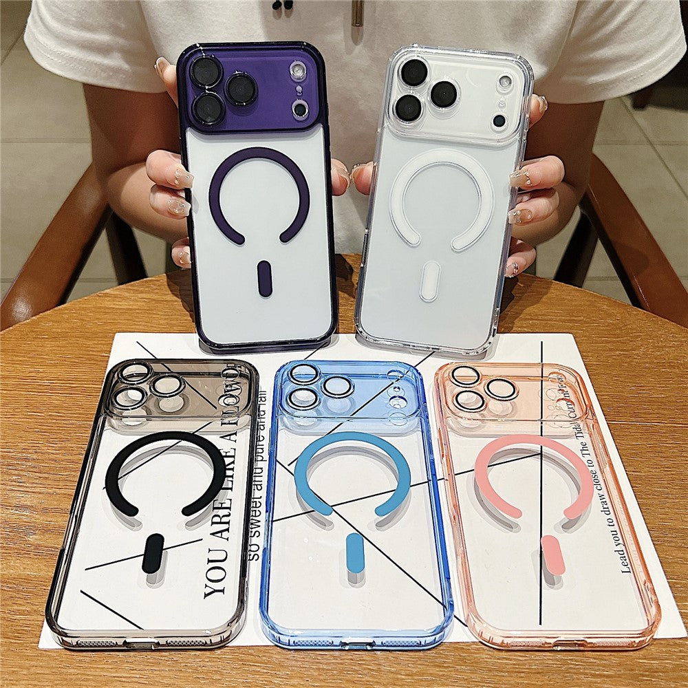 For iPhone 17 Pro Max Magnetic Case Acryic + TPU Phone Cover with PET Lens Protector