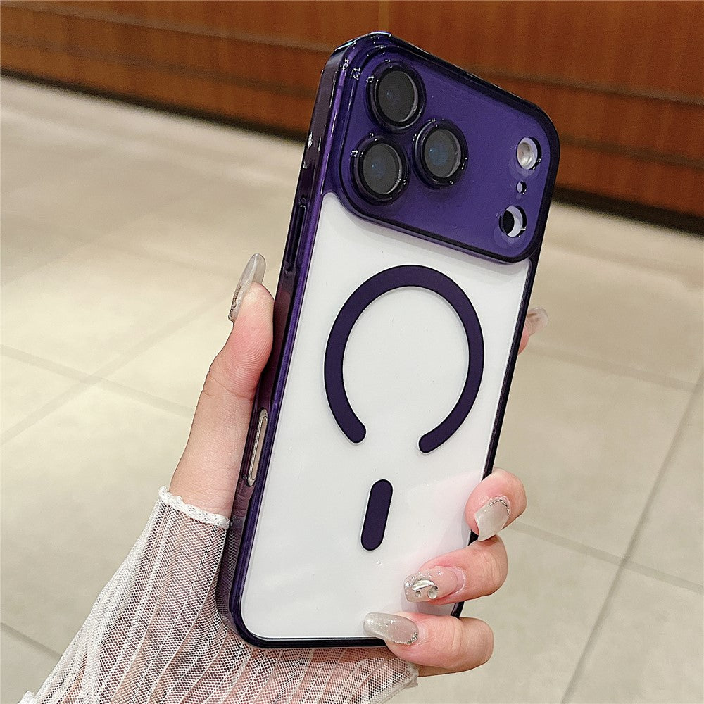 For iPhone 17 Pro Max Magnetic Case Acryic + TPU Phone Cover with PET Lens Protector