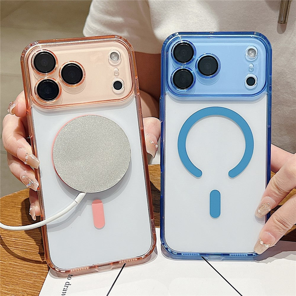 For iPhone 17 Pro Magnetic Case Acryic + TPU Phone Cover with PET Lens Protector