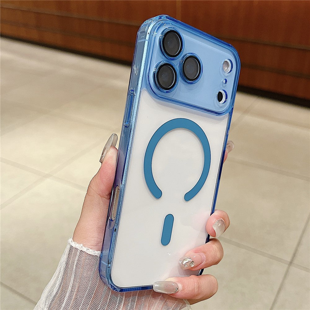 For iPhone 17 Pro Magnetic Case Acryic + TPU Phone Cover with PET Lens Protector