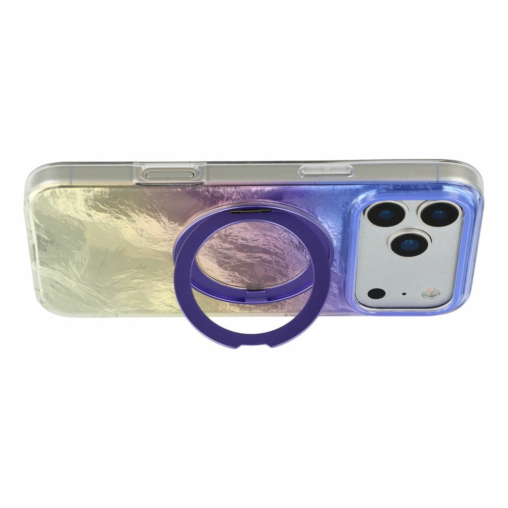 For iPhone 17 Pro Max Case Rotating Ring Kickstand Aurora Gradient TPU Shockproof Phone Cover