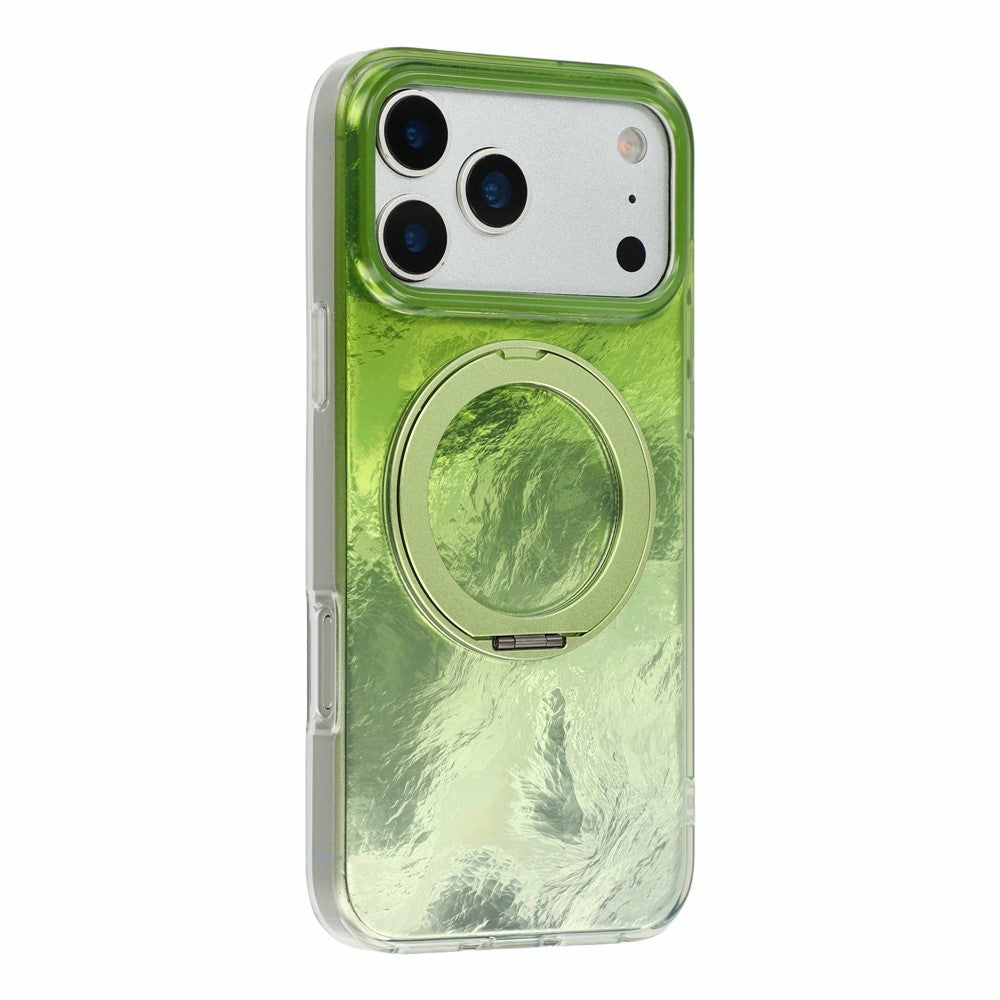 For iPhone 17 Pro Max Case Rotating Ring Kickstand Aurora Gradient TPU Shockproof Phone Cover