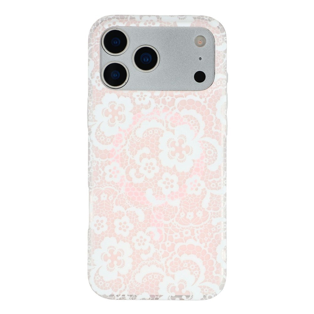 For iPhone 17 Pro Max Magnetic Case Lace Floral Pattern PC + TPU Phone Cover
