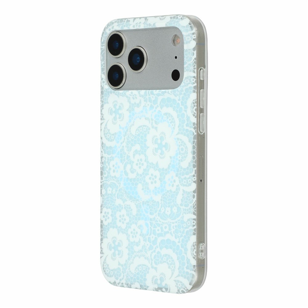 For iPhone 17 Pro Magnetic Case Lace Floral Pattern PC + TPU Phone Cover