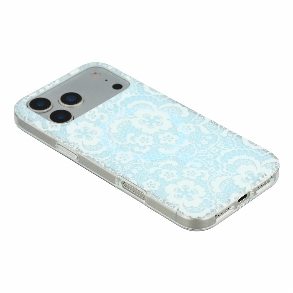For iPhone 17 Pro Magnetic Case Lace Floral Pattern PC + TPU Phone Cover