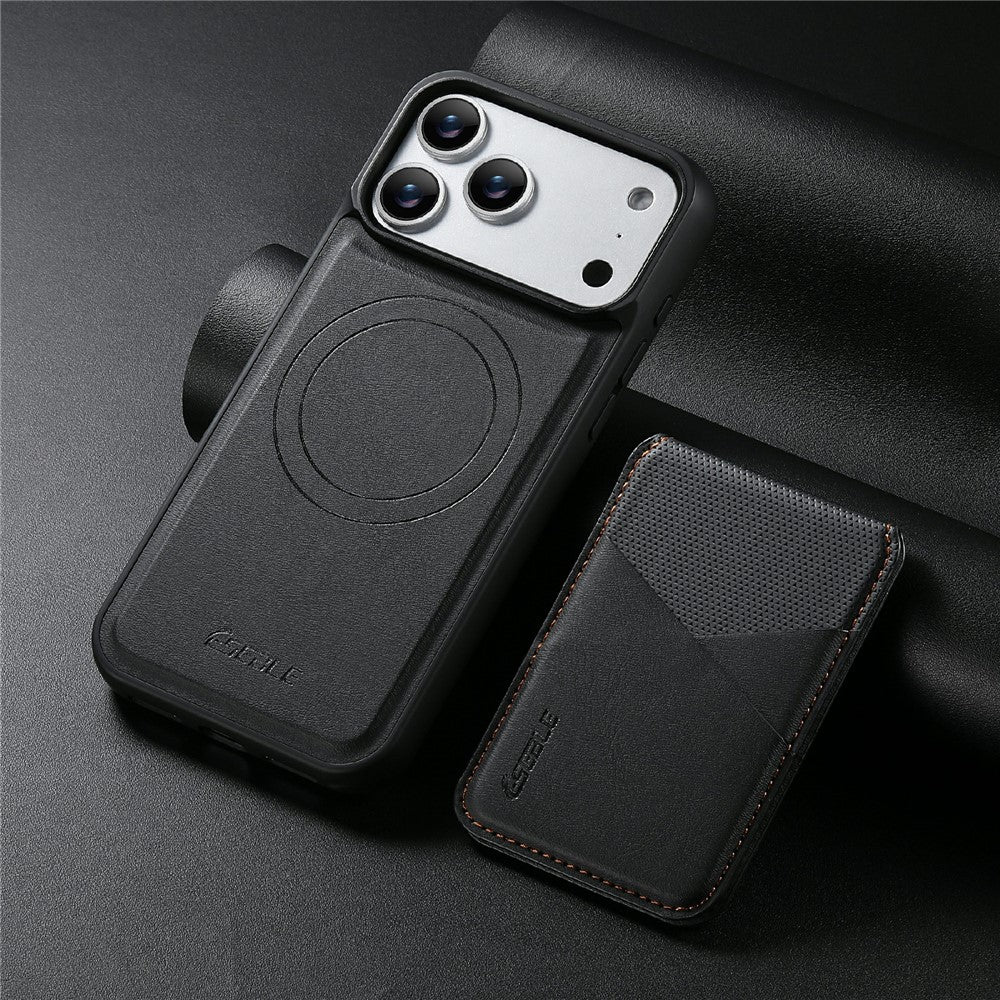 ESEBLE LE6 for iPhone 17 Pro Magnetic Case with Detachable RFID Blocking Card Holder PU Leather + TPU Phone Cover