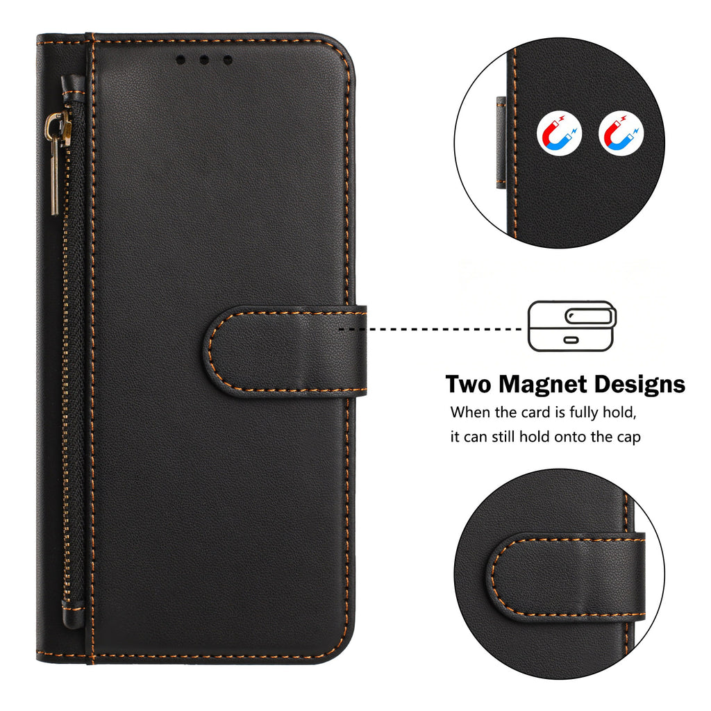 For iPhone 17 Pro / iPhone 18 Pro Case 4 Card Slots Wallet Stand PU Leather Phone Cover with Wrist Strap