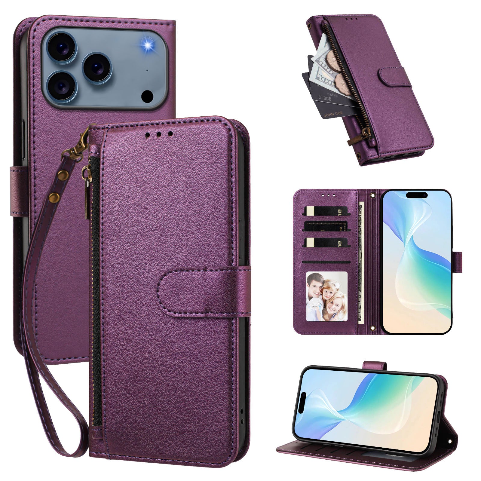 iPhone 17/18 Pro 4-Card Wallet Stand Case