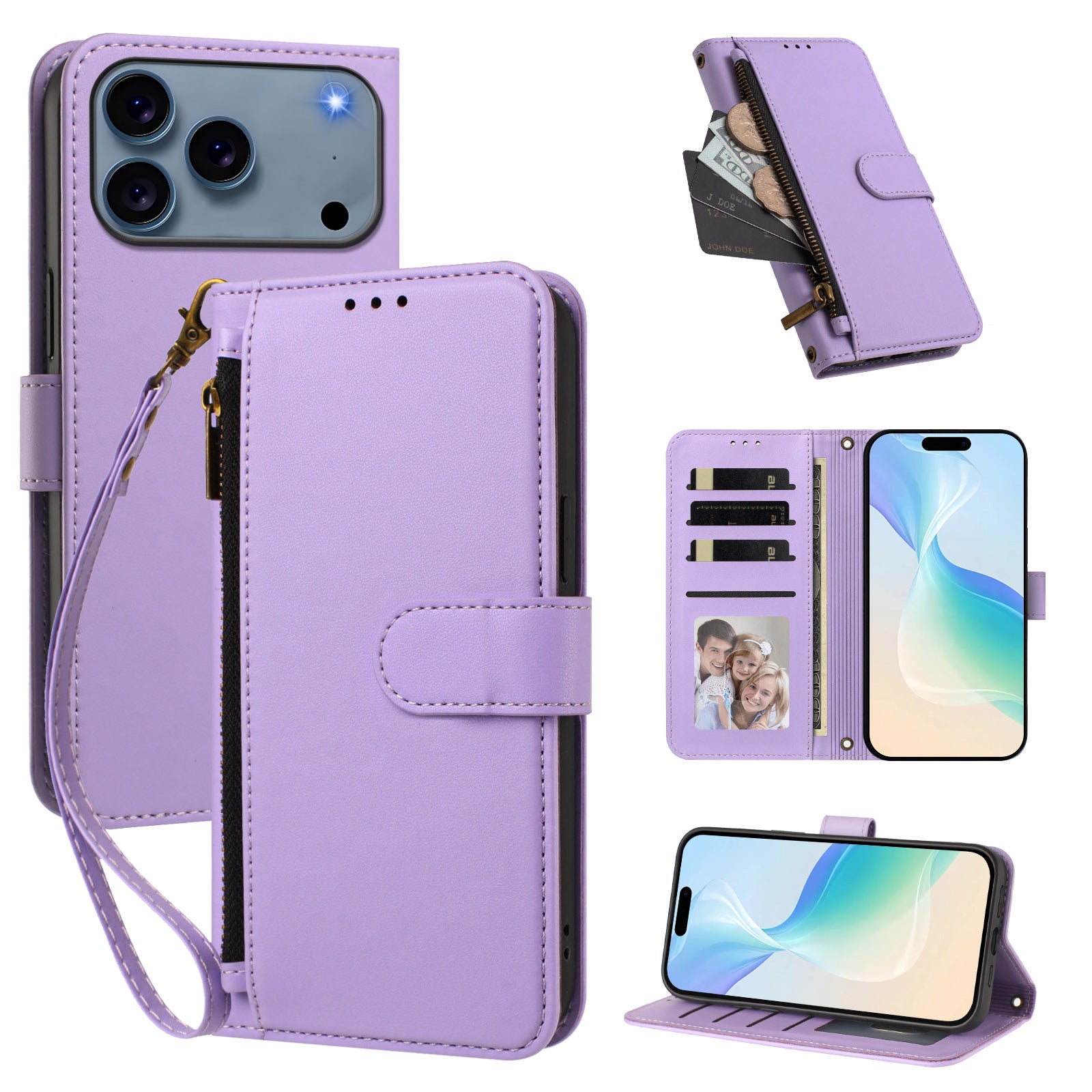 iPhone 17/18 Pro 4-Card Wallet Stand Case