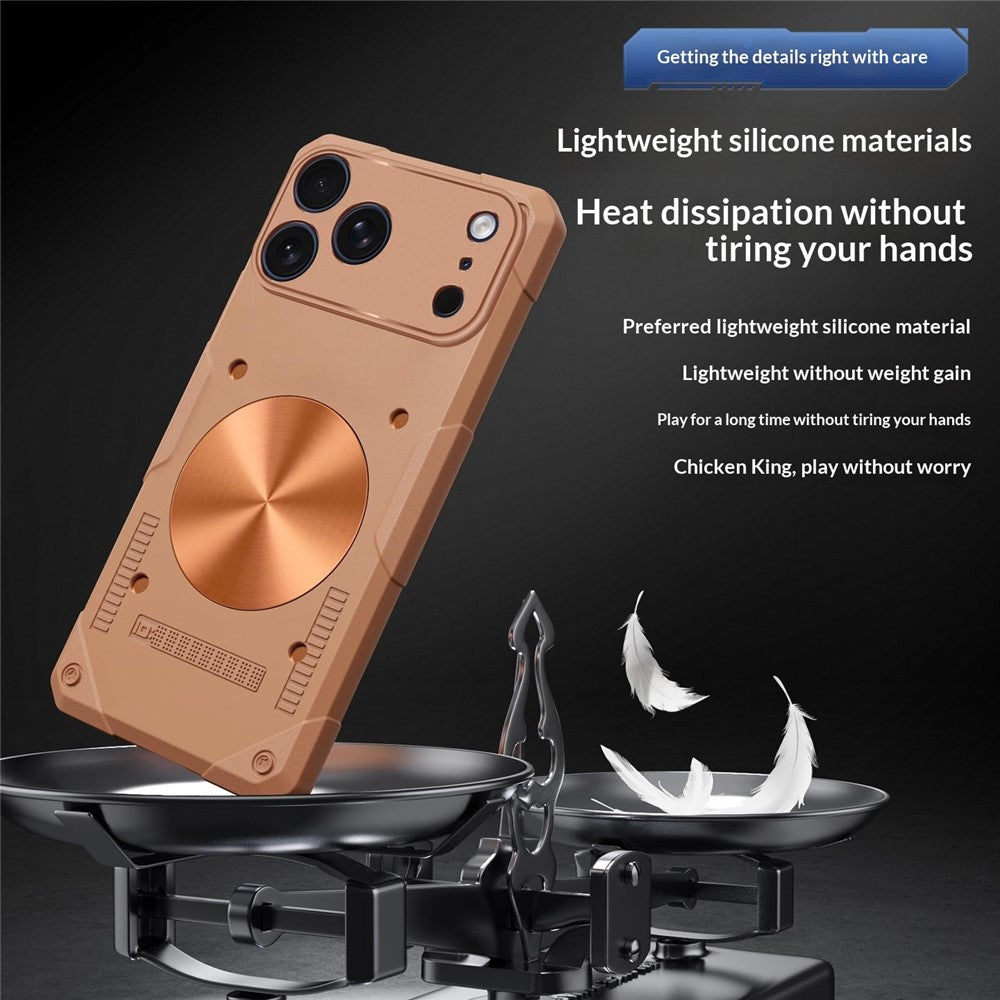 For iPhone 17 Pro Case Copper Heat Dissipation TPU + Metal Cooling Phone Cover Support Magnetic Car Mount